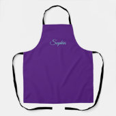 Tablier Nom de script sarcelle sur violet (Recto)