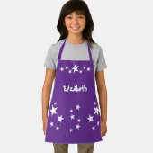 Tablier Nom d'enfant étoiles blanc violet (Insitu)