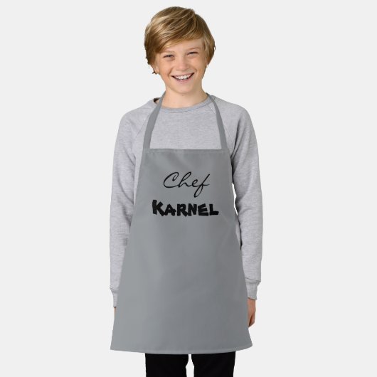Tablier Nom d'enfant gris clair (Porté)