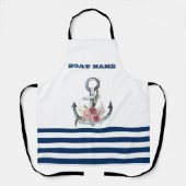Tablier Nom du bateau, Fleurs d'Ancres Bleus de marine (Recto)