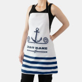 Tablier Nom du bateau nautique, Ancre, corde, Bleu de mari (Insitu)