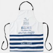 Tablier Nom du bateau nautique, Ancre Marine Bleu rayé (Recto)