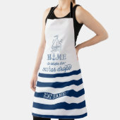 Tablier Nom du bateau nautique, Ancre Marine Bleu rayé (Insitu)