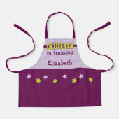 Tablier Nom du Chef Enfant étoiles violet vert (Recto)
