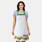 Tablier Nom du chef personnalisé, Tournesol Bordure femmes (Porté)