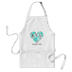 Tablier Nom du coeur de l'intervenant en cuisson personnal