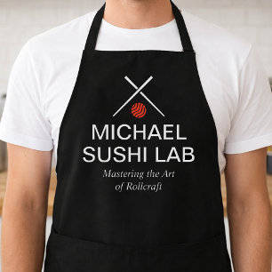Tablier Nom du laboratoire de sushi moderne avec baguettes