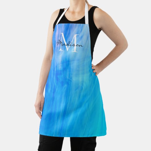Tablier Nom du monogramme bleu (Insitu)