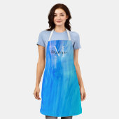 Tablier Nom du monogramme bleu (Porté)