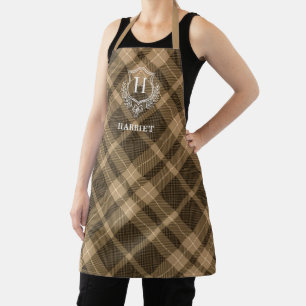 Tablier Nom du monogramme Brown terrestre