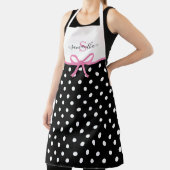 Tablier Nom du monogramme Cuisine à ruban Pois noirs roses (Insitu)