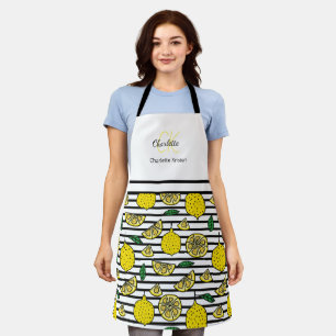 Tablier Nom du monogramme du Motif de citron mou
