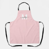 Tablier Nom du monogramme Élégant rose pâle minimal (Recto)