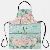 Tablier Nom du monogramme en bois vieilli avec Hydrangea B (Recto)