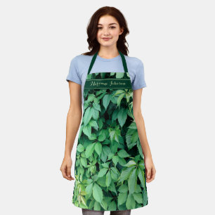 Tablier Nom du monogramme Feuille de raisin vert