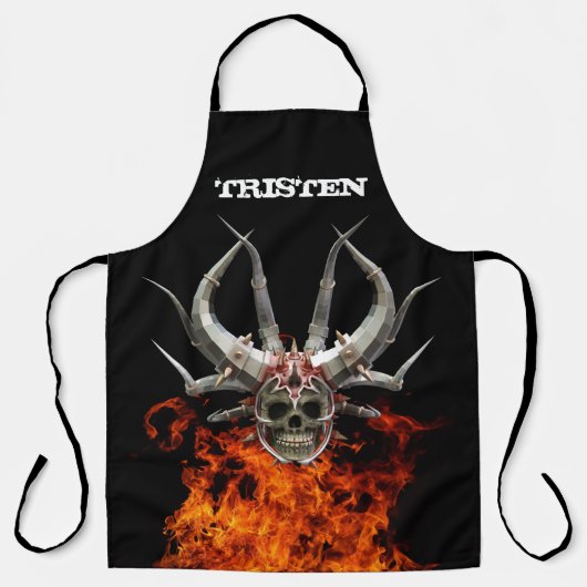 Tablier Nom du monogramme Flamme crâne feu (Recto)