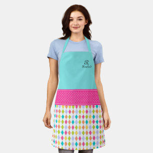 Tablier Nom du monogramme Motif diamant coloré