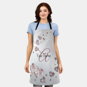 Tablier Nom du monogramme Peach rose Coeurs brillants Géom (Porté)