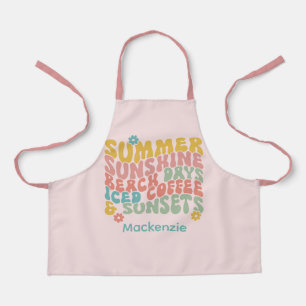 Tablier Nom du monogramme rose d'été Super