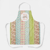 Tablier Nom du monogramme Roses de Shabby sur le chalet ru (Recto)