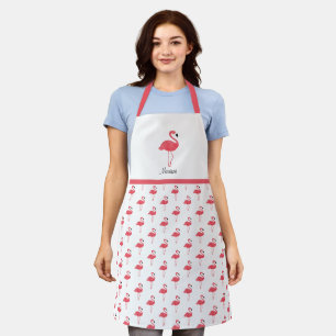 Tablier Nom du Motif animal d'oiseaux Flamants roses roses