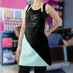 Tablier Nom du Motif du bloc de couleurs du logo de l'entr<br><div class="desc">Ce tablier d'affaires moderne et simple est parfait pour tous les coiffeurs, maquilleurs, technologie de l'ongle, esthéticienne, esthétique, boulanger, cuisinier et beaucoup plus de professions. Il dispose d'une place pour votre logo en haut, avec votre nom et titre sur le dessus d'un arrière - plan coupé en diagonale noir et...</div>