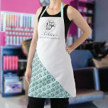 Tablier Nom du Motif du bloc de couleurs du logo de l'entr<br><div class="desc">Ce tablier d'affaires moderne et simple est parfait pour tous les coiffeurs, maquilleurs, technologie de l'ongle, esthéticienne, esthétique, boulanger, cuisinier et beaucoup plus de professions. Il dispose d'une place pour votre logo en haut, avec votre nom et titre sur le dessus d'un bloc de couleur blanc en diagonale mignon avec...</div>