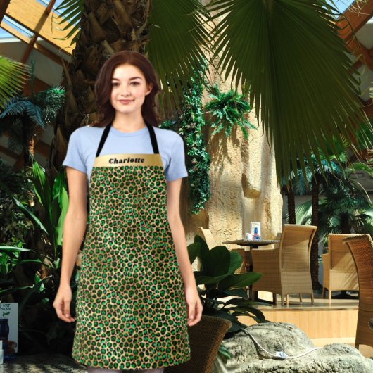 Tablier Nom du motif du léopard vert émeraude