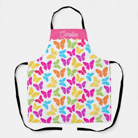 Tablier Nom du Motif du papillon arc-en-ciel mignon et vib (Recto)
