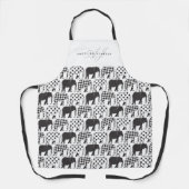 Tablier Nom du Motif noir et blanc des éléphants (Recto)
