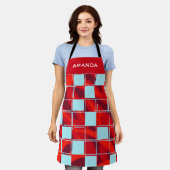 Tablier Nom du Motif personnalisé rouge bleu (Porté)