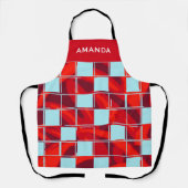 Tablier Nom du Motif personnalisé rouge bleu (Recto)