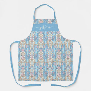 Tablier Nom du script bleu clair baroque