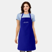 Tablier Nom élégant Script Marine Bleu (Porté)