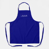 Tablier Nom élégant Script Marine Bleu (Recto)