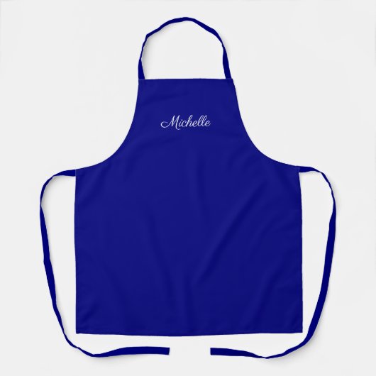 Tablier Nom élégant Script Marine Bleu (Recto)