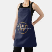 Tablier Nom en monogramme or et bleu marine (Insitu)