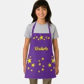Tablier Nom enfant étoiles jaune violet (Insitu)