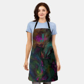 Tablier Nom et monogramme Abstrait de la peinture liquide  (Porté)