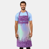 Tablier Nom holographique rose violet (Porté)
