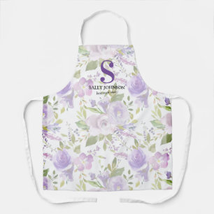 Tablier Nom initial mou de la floraison violette