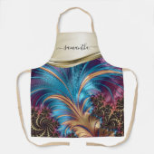 Tablier Nom manuscrit Fractal Blue Gold (Recto)
