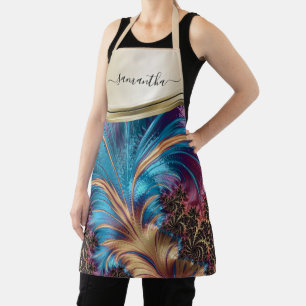 Tablier Nom manuscrit Fractal Blue Gold