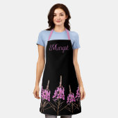 Tablier Nom Margot personnalisable joli rétro à fleurs ros (Porté)