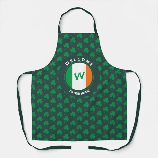 Tablier Nom moderne Monogram Irish Flag Shamrock (Recto)