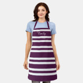 Tablier Nom moderne Motif à rayures violettes (Porté)