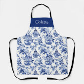 Tablier Nom Monogramme Chinoiserie Bleue (Recto)