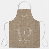 Tablier Nom monogramme de famille burlap rustique personna (Recto)