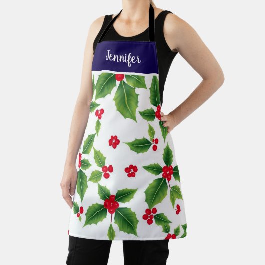 Tablier Nom monogramme des baies de Noël (Insitu)