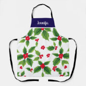 Tablier Nom monogramme des baies de Noël (Recto)